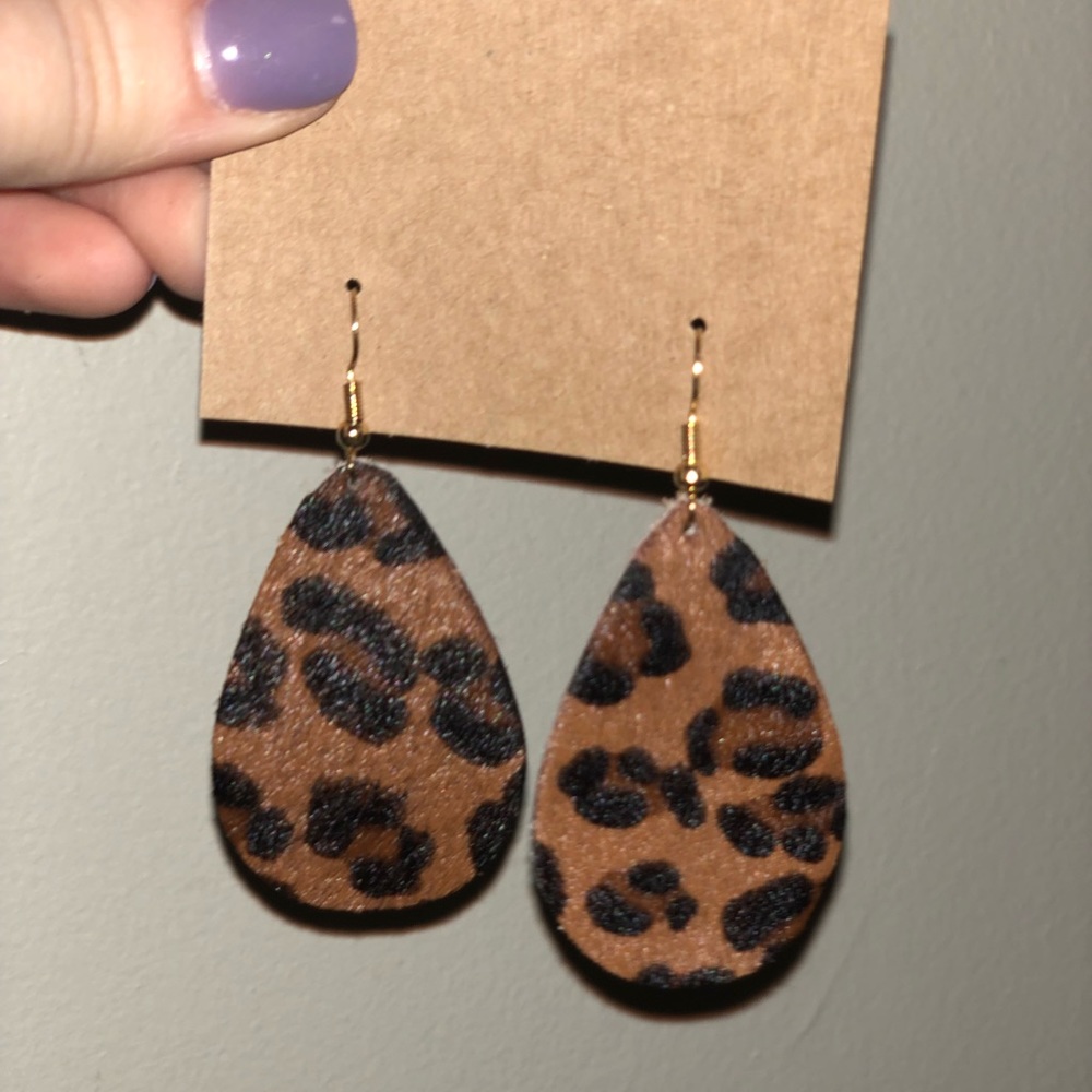 Handmade leopard leather earrings